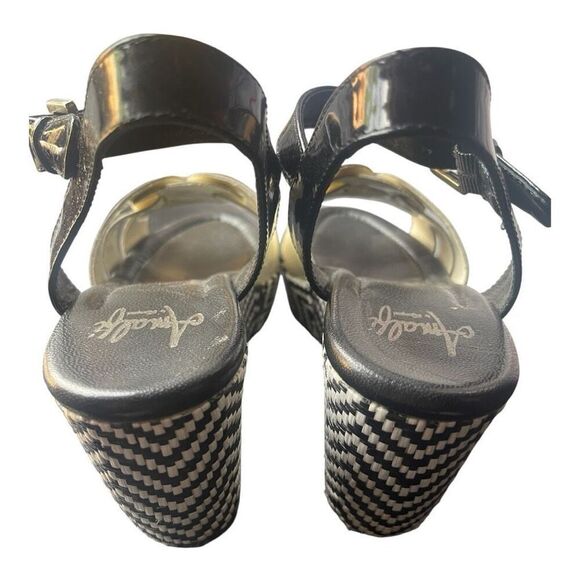 Amalfi by.Rangoni Monna Black & White Chevron Wedge Heels Size 6 - Picture 4 of 5